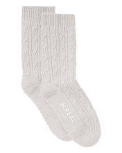 Load image into Gallery viewer, N.Peal Women&#39;s Cable Cashmere House Socks Fumo Grey
