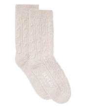 Load image into Gallery viewer, N.Peal Women&#39;s Cable Cashmere House Socks Frost White
