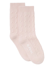 Load image into Gallery viewer, N.Peal Women&#39;s Cable Cashmere House Socks Quartz Pink
