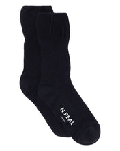 Load image into Gallery viewer, N.Peal Unisex Cashmere Rib Bed Socks Navy Blue
