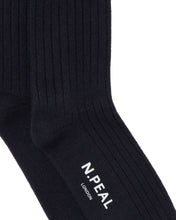 Load image into Gallery viewer, N.Peal Women&#39;s Rib Cashmere House Socks Navy Blue
