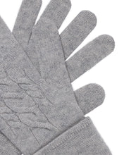 Load image into Gallery viewer, N.Peal Women&#39;s Cable Cashmere Gloves Fumo Grey
