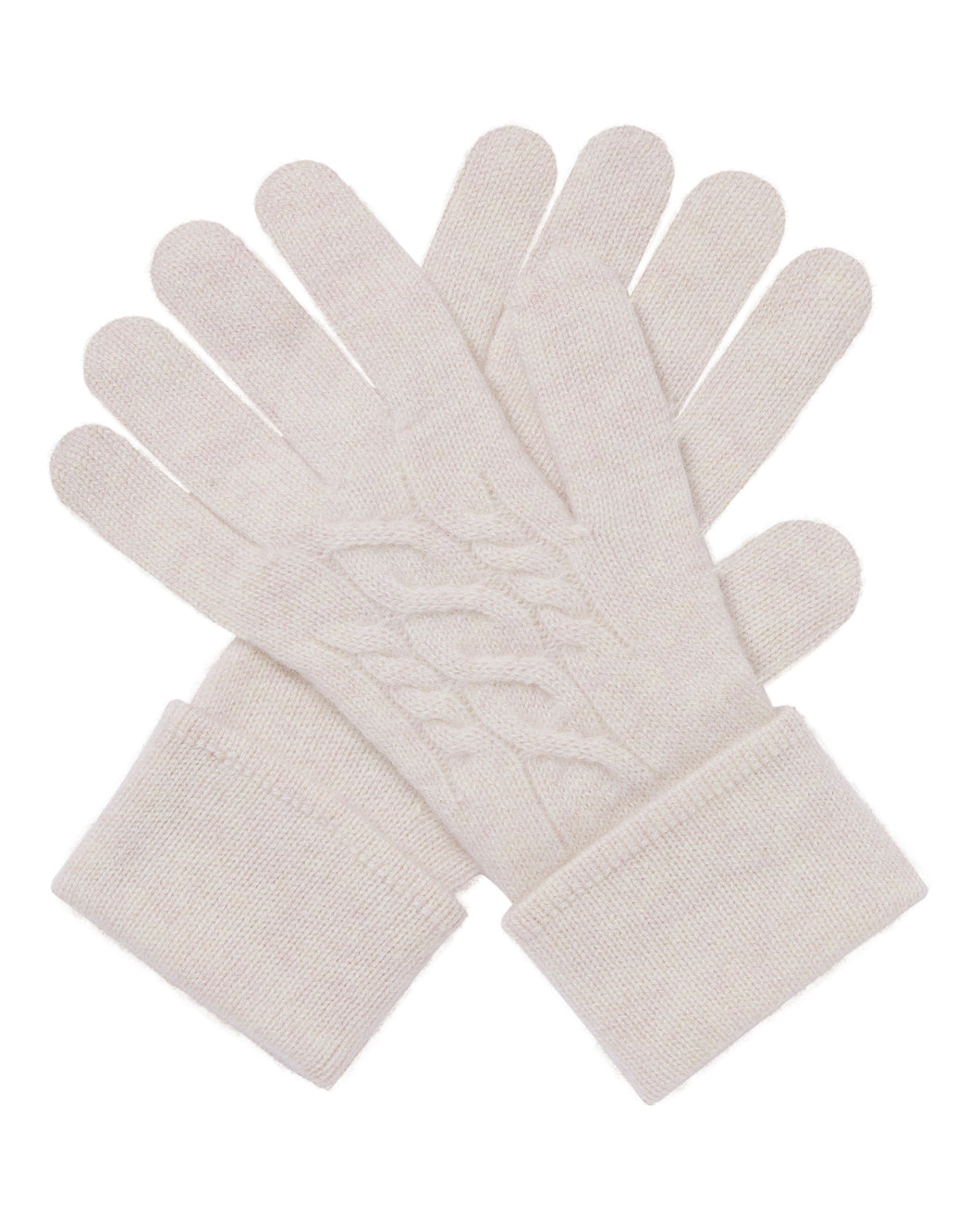 N.Peal Women's Cable Cashmere Gloves Frost White