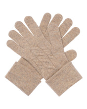 Load image into Gallery viewer, N.Peal Women&#39;s Cable Cashmere Gloves Oatmeal Brown
