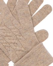 Load image into Gallery viewer, N.Peal Women&#39;s Cable Cashmere Gloves Oatmeal Brown
