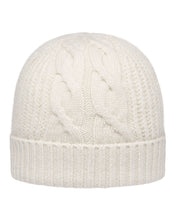 Load image into Gallery viewer, N.Peal Women&#39;s Cable Rib Cashmere Hat With Lurex Snow Grey Sparkle
