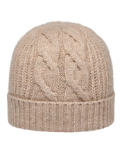 Load image into Gallery viewer, N.Peal Women&#39;s Cable Rib Cashmere Hat Oatmeal Brown
