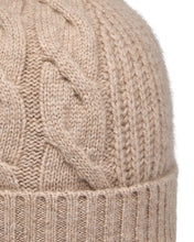 Load image into Gallery viewer, N.Peal Women&#39;s Cable Rib Cashmere Hat Oatmeal Brown
