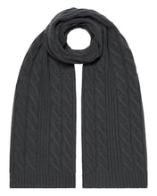 Load image into Gallery viewer, N.Peal Unisex Cable Rib Cashmere Scarf Anthracite Grey
