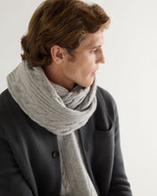 Load image into Gallery viewer, N.Peal Unisex Cable Rib Cashmere Scarf Fumo Grey
