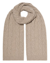 Load image into Gallery viewer, N.Peal Women&#39;s Cable Rib Cashmere Scarf Oatmeal Brown
