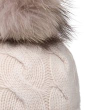 Load image into Gallery viewer, N.Peal Unisex Chunky Cable Cashmere Hat With Pom Frost White

