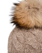 Load image into Gallery viewer, N.Peal Unisex Chunky Cable Cashmere Hat With Pom Heather Hazel Brown
