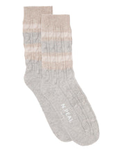 Load image into Gallery viewer, N.Peal Men&#39;s Stripe Cable Cashmere Socks Fumo Grey
