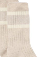 Load image into Gallery viewer, N.Peal Women&#39;s Rib Stripe Cashmere Socks Ecru White
