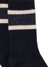 Load image into Gallery viewer, N.Peal Women&#39;s Rib Stripe Cashmere Socks Navy Blue
