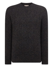 Load image into Gallery viewer, N.Peal Men&#39;s Thames Cable Round Neck Cashmere Jumper Granite Blue
