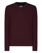 Load image into Gallery viewer, N.Peal Men&#39;s Burlington V Neck Cashmere Jumper Claret Red
