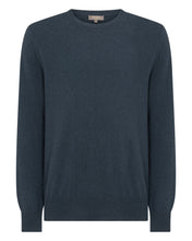 Load image into Gallery viewer, N.Peal Men&#39;s Oxford Round Neck Cashmere Jumper Caviar Blue
