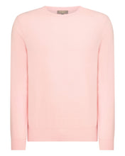 Load image into Gallery viewer, N.Peal Men&#39;s Oxford Round Neck Cashmere Jumper Pale Pink
