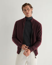 Load image into Gallery viewer, N.Peal Men&#39;s Knightsbridge Full Zip Cashmere Jumper Claret Red
