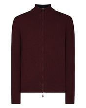 Load image into Gallery viewer, N.Peal Men&#39;s Knightsbridge Full Zip Cashmere Jumper Claret Red

