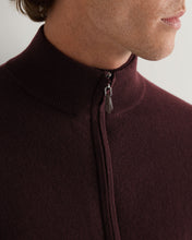 Load image into Gallery viewer, N.Peal Men&#39;s Knightsbridge Full Zip Cashmere Jumper Claret Red
