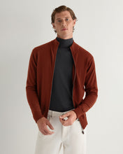 Load image into Gallery viewer, N.Peal Men&#39;s Knightsbridge Full Zip Cashmere Jumper Spice Orange
