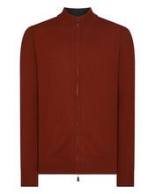 Load image into Gallery viewer, N.Peal Men&#39;s Knightsbridge Full Zip Cashmere Jumper Spice Orange
