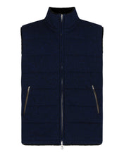 Load image into Gallery viewer, N.Peal Men&#39;s Vermont Fur Lined Gilet Navy Blue Melange
