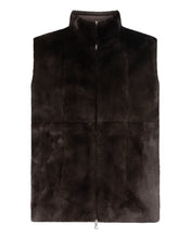 Load image into Gallery viewer, N.Peal Men's Vermont Fur Lined Gilet Biscotti Brown
