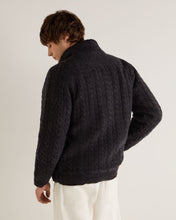 Load image into Gallery viewer, N.Peal Men's Aspen Cashmere Cable Fur Cardigan Granite Blue
