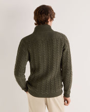 Load image into Gallery viewer, N.Peal Men&#39;s Richmond Cable Cashmere Cardigan Moss Green
