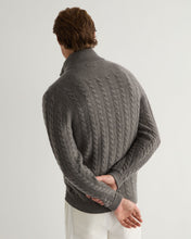 Load image into Gallery viewer, N.Peal Men&#39;s Richmond Cable Cashmere Cardigan Wood Smoke Brown
