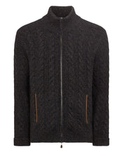 Load image into Gallery viewer, N.Peal Men&#39;s Richmond Cable Cashmere Cardigan Granite Blue
