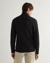 Load image into Gallery viewer, N.Peal Men&#39;s Richmond Cable Cashmere Cardigan Granite Blue
