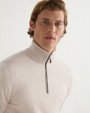 Load image into Gallery viewer, N.Peal Men&#39;s Carnaby Half Zip Cashmere Jumper Frost White
