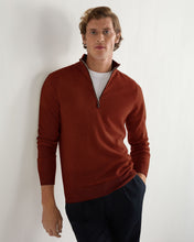Load image into Gallery viewer, N.Peal Men&#39;s Carnaby Half Zip Cashmere Jumper Spice Orange
