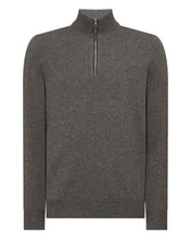 Load image into Gallery viewer, N.Peal Men&#39;s Carnaby Half Zip Cashmere Jumper Wood Smoke Brown
