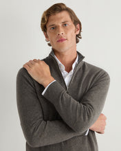 Load image into Gallery viewer, N.Peal Men&#39;s Carnaby Half Zip Cashmere Jumper Wood Smoke Brown
