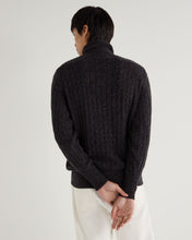 Load image into Gallery viewer, N.Peal Men&#39;s Berwick Cable Roll Neck Cashmere Jumper Granite Blue
