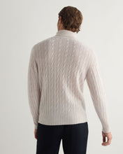 Load image into Gallery viewer, N.Peal Men&#39;s Berwick Cable Roll Neck Cashmere Jumper Frost White
