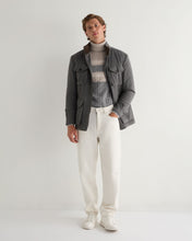 Load image into Gallery viewer, N.Peal Men&#39;s Berwick Stripe Roll Neck Cashmere Jumper Frost White
