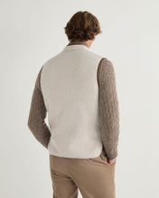 Load image into Gallery viewer, N.Peal Men&#39;s Shaftsbury Suede Trim Cashmere Gilet Sand Brown
