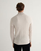 Load image into Gallery viewer, N.Peal Men&#39;s Albemarle Cable Half Zip Cashmere Jumper Frost White

