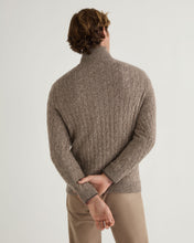 Load image into Gallery viewer, N.Peal Men&#39;s Albemarle Cable Half Zip Cashmere Jumper Heather Hazel Brown
