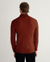 Load image into Gallery viewer, N.Peal Men&#39;s Albemarle Cable Half Zip Cashmere Jumper Spice Orange
