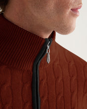 Load image into Gallery viewer, N.Peal Men&#39;s Albemarle Cable Half Zip Cashmere Jumper Spice Orange
