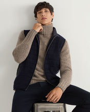 Load image into Gallery viewer, Men&#39;s Fine Gauge Cashmere Zip Through Padded Gilet Navy
