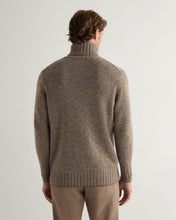 Load image into Gallery viewer, N.Peal Men&#39;s Brompton Marl Roll Neck Cashmere Jumper Heather Hazel Brown

